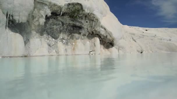 Travertines Pamukkale Turkey Natural Waterfalls — Stock Video