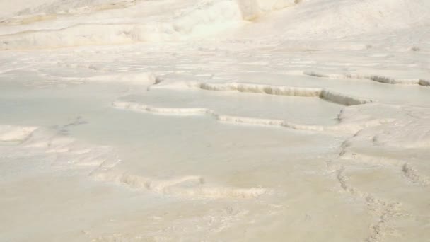 Travertines of Pamukkale Turecko přírodní vodopády — Stock video