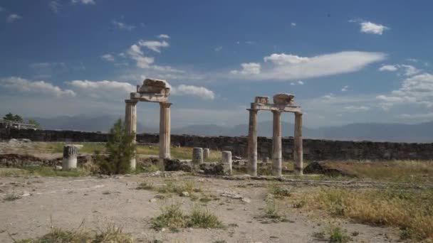 Hierapolis Ancient City in Pamukkale Turkije — Stockvideo