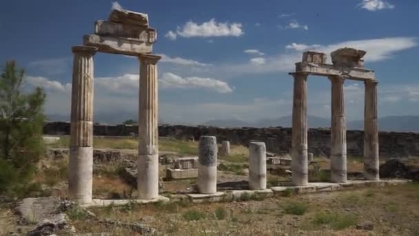 Hierapolis antika stad i Pamukkale Turkiet — Stockvideo