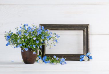 Bana yoksullar çiçek buketi ve fotoğraf çerçevesi 