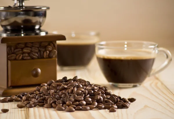 Café taza y molino de café —  Fotos de Stock