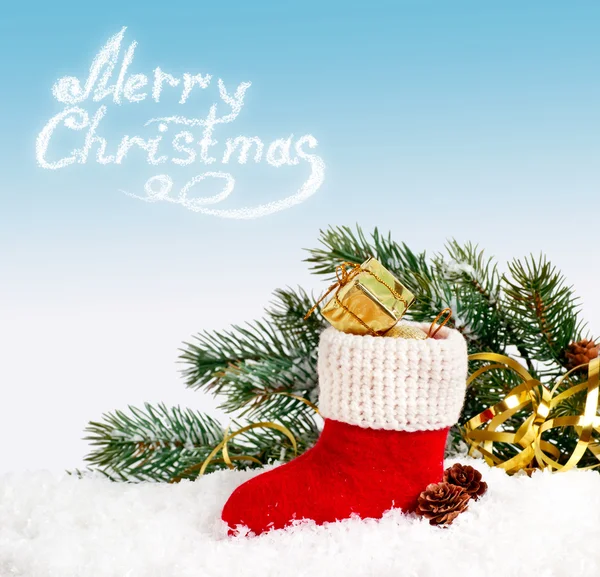 サンタ クロースのブート付きのクリスマス カード — ストック写真