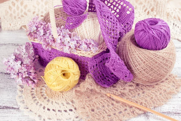 Yarn for crochet and knitted openwork napkins — Stock Photo, Image