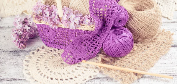 Yarn for crochet and knitted openwork napkins — Stock Photo, Image