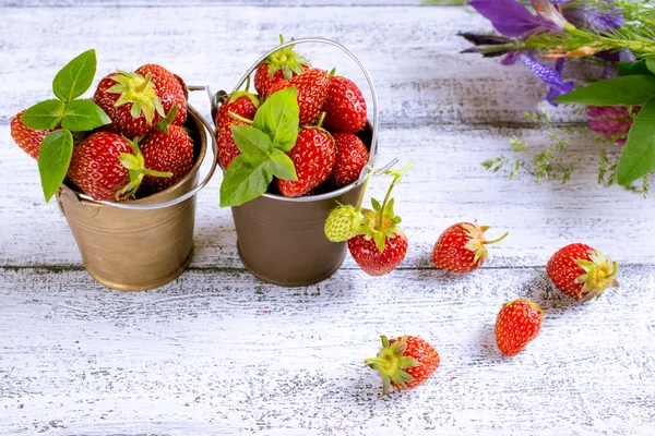 Strawberry in a bucket — Stock Photo, Image