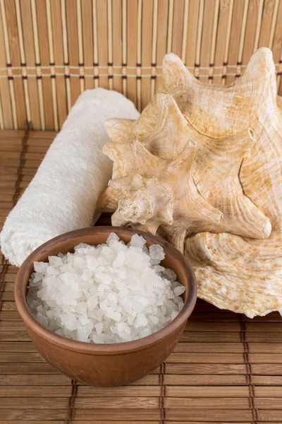 Spa salon with sea salt — Stock Photo, Image