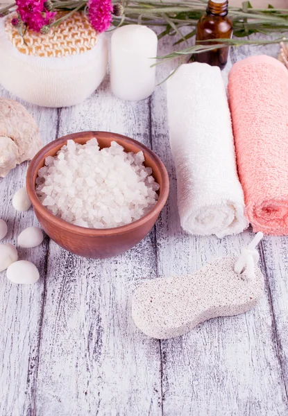 Spa salon with sea salt — Stock Photo, Image