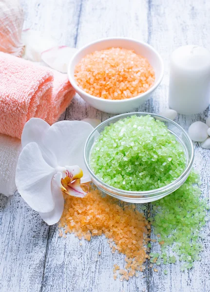 Spa salon with sea salt — Stock Photo, Image