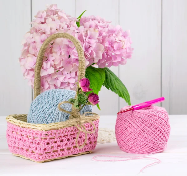 İplik kroşe ve sepet için shabby chic tarzı el yapımı