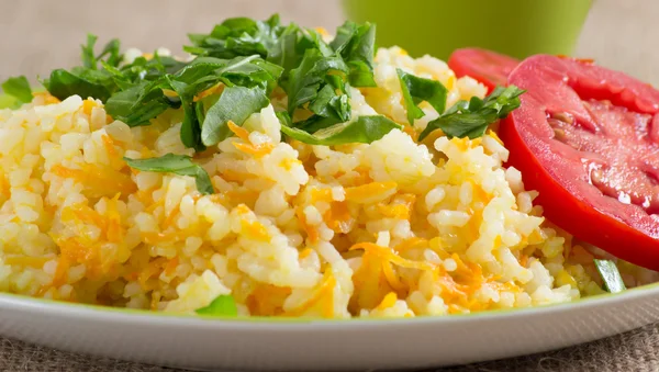 Rice with vegetables and rucola — Stock Photo, Image