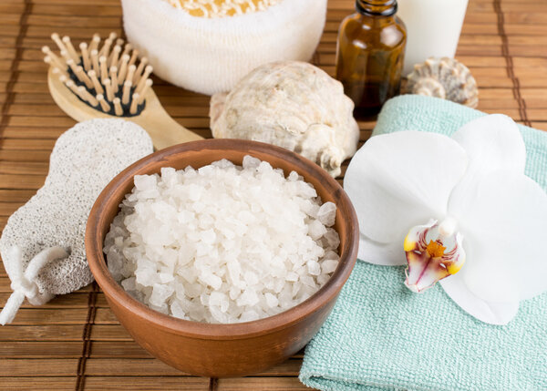 Spa salon with sea salt