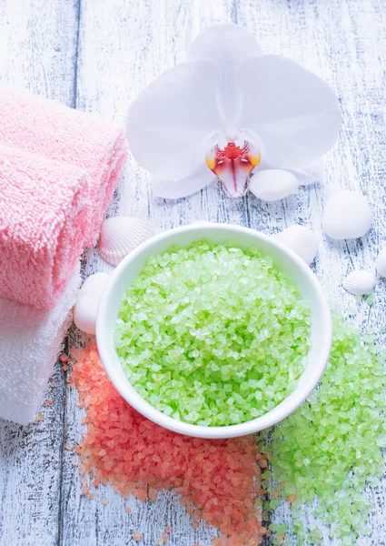 Spa salon with sea salt — Stock Photo, Image