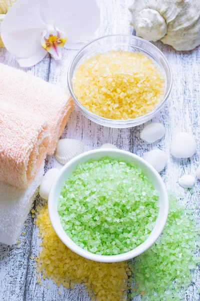 Spa salon with sea salt — Stock Photo, Image