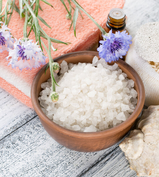 Spa salon with sea salt  