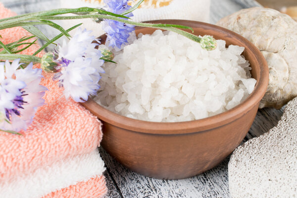 Spa salon with sea salt  