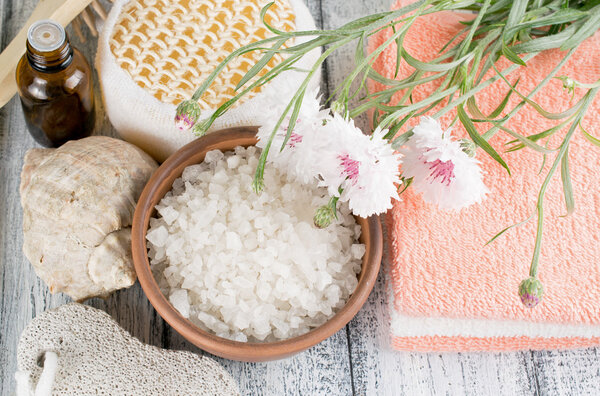 Spa salon with sea salt  