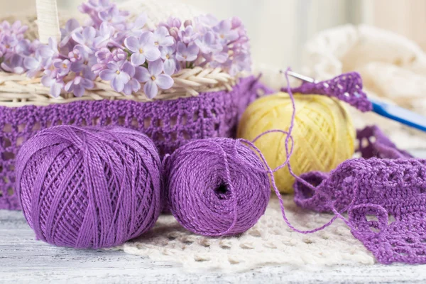 Yarn for crochet and knitted openwork napkins — Stock Photo, Image