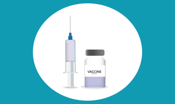 Covid Vaccine Flat Vector Illustration 약자이다 백신의 개념은 배경에 것입니다 — 스톡 벡터