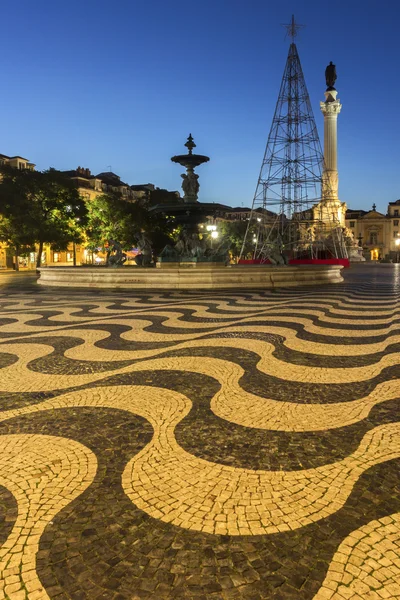 Plaza de Rossio en Lisboa en Portugal durante la Navidad — Foto de Stock