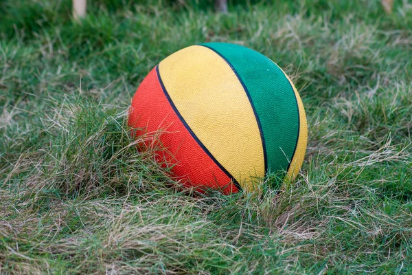 Vieux ballon, herbe — Photo
