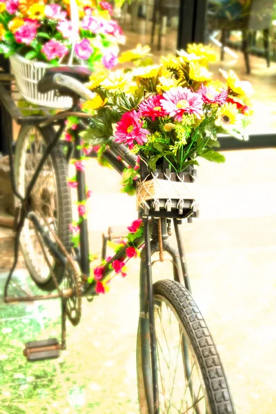 Старый велосипед и цветы — стоковое фото