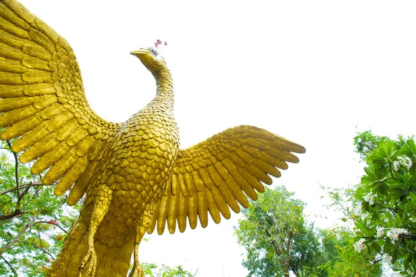 Figur Pfau Goldstatue geflügelt — Stockfoto