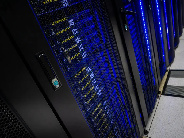 Datacenter Serverruimte Back Mijnbouw Hosting Mainframe Boerderij Computer Rack Met Stockfoto