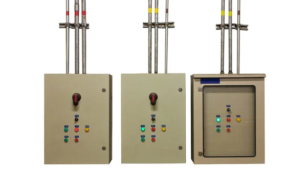 Sistema eléctrico en el sistema del edificio del gabinete fondo aislado — Foto de Stock