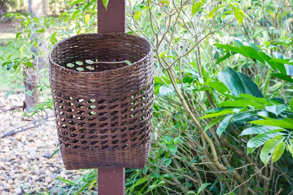 Cesta de lixo de bambu — Fotografia de Stock