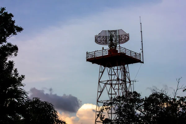 Metal radar tower in airport area — Stock Photo, Image