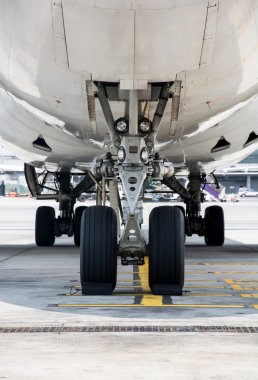 Havaalanına park edilmiş bir uçak.