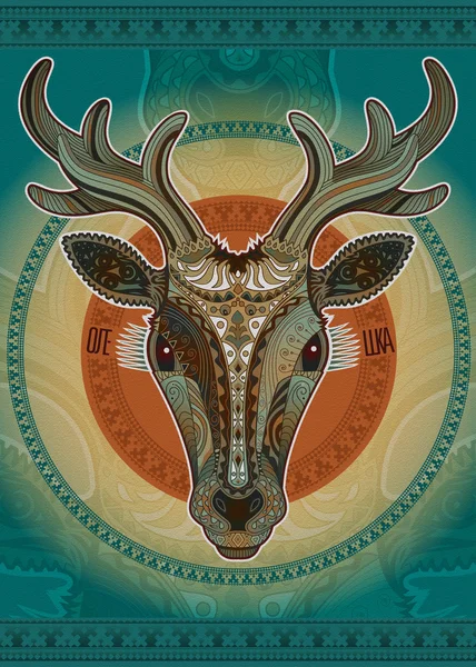 芸術的な枝角を持つ鹿の頭を塗装 — ストック写真