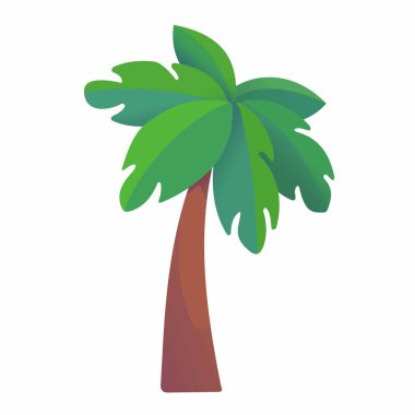 Beyaz arkaplanda izole edilmiş bir palmiye ağacının vektör çizimi. Düz tasarım.