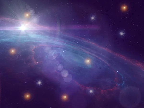 Universo Cielo Estrellado Destellos Brillante Planeta Cósmico Azul Cielo Estrellado — Foto de Stock