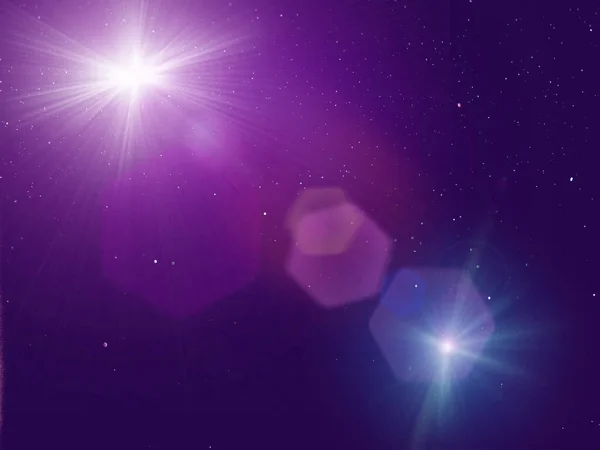 Vesmír Hvězdné Nebe Světlice Jasná Planeta Kosmické Modré Hvězdné Nebe — Stock fotografie