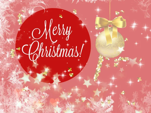 Χριστουγεννιάτικο Δέντρο Γιορτινή Διακόσμηση Ευχετήριες Κάρτες Πολύχρωμη Μπάλα Και Χρυσό — Φωτογραφία Αρχείου