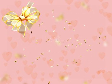 Sevgililer Günü yazılı tebrik kartı için renkli pembe konfeti şablonu. Düğün Sevgililer Günü için tebrik kartı. 