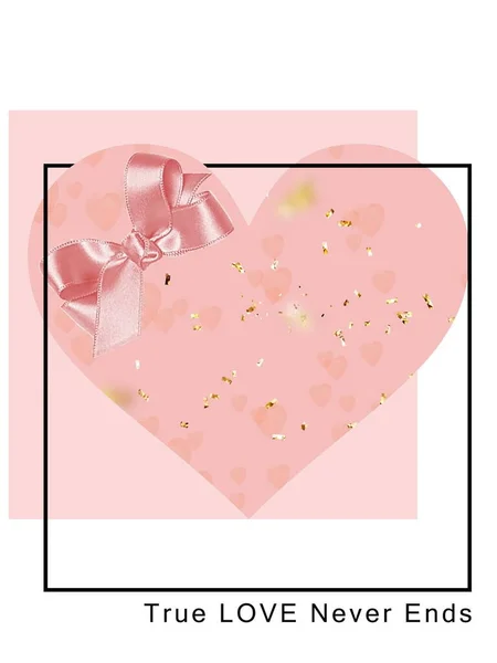 Színes Rózsaszín Kék Arany Konfetti Sablon Üdvözlő Kártya Szöveges Valentin — Stock Fotó