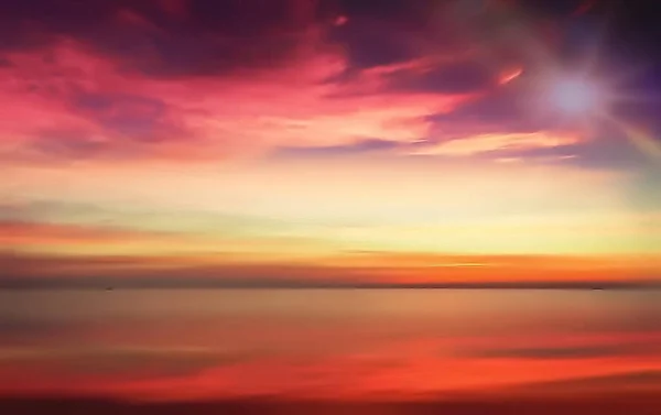 黄金の夕日ピンクブルーカラフルな空白いふわふわの雲海の波反射自然景観 — ストック写真
