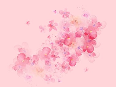 Pembe güller bahar çiçekleri pembe arka planda bayrak şablonu fotokopi alanı selamlama kartı Sevgililer Günü kadınları düğünü kartı 