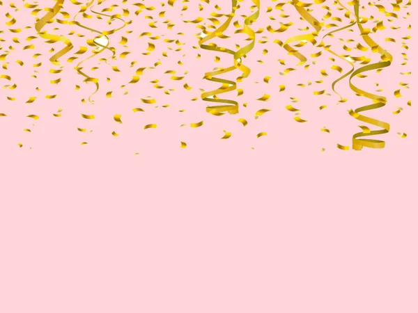 Святковий Рожевий Фон Золотим Елементом Конфетті Шаблон Копіювання Простору — стокове фото