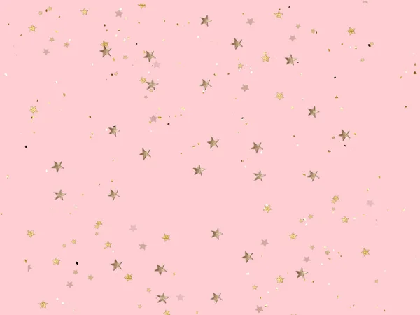 Festive Pink Background Gold Element Confetti Template Copy Space — Stock Photo, Image