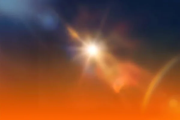 Napfény Fáklyák Éjjel Naplemente Tenger Sárga Rózsaszín Kék Égbolt Természet — Stock Fotó
