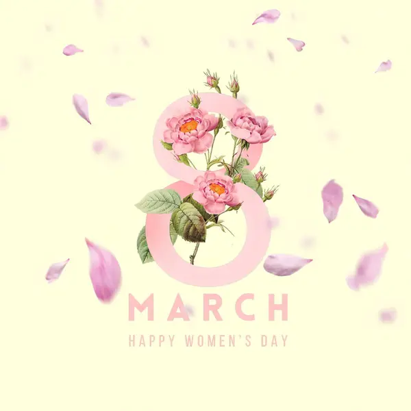 March Pink Flowers Petal Pastel Background Green Yellow Light Color — Stock Photo, Image