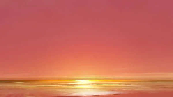 Deep Pink Sunset Beach Sun Beach Light Sand Gold Sea — Stock Photo, Image