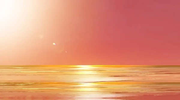 Głęboki Różowy Zachód Słońca Plaży Słońce Plaża Jasny Piasek Złoto — Zdjęcie stockowe