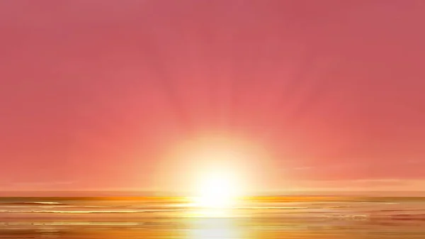 Deep Pink Sunset Beach Sun Beach Light Sand Gold Sea — Stock Photo, Image