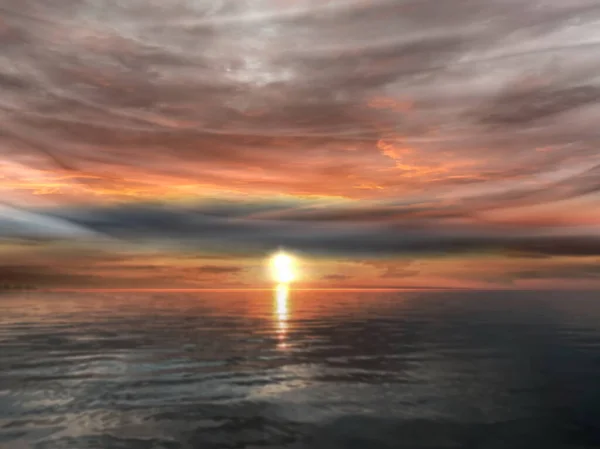Rüzgarlı Bulutlar Gece Batımında Deniz Dramatik Bulutlar Pembe Altın Sarısı — Stok fotoğraf