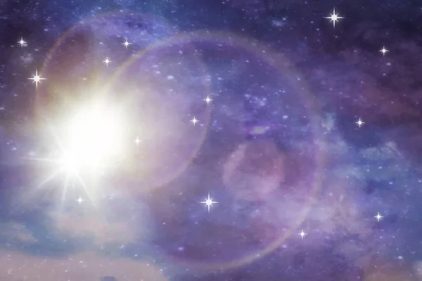 Éjszaka Csillagos Világegyetem Kozmikus Bolygó Fény Fáklyák Tejszerű Visszaverődés Galaxis — Stock Fotó